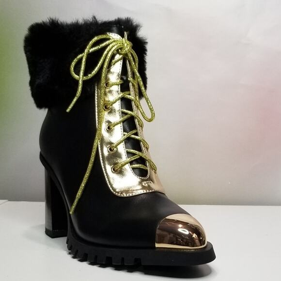 Things II Come Maliyana Lace-Up Embellished Block-Heel Booties Size 7.5 NWT - Picture 6 of 9